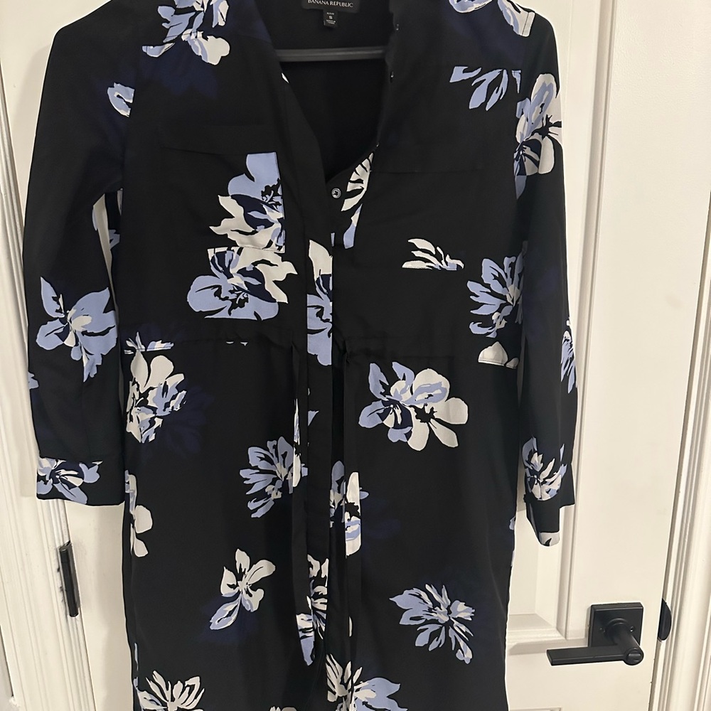 Floral Black and Blue Dress